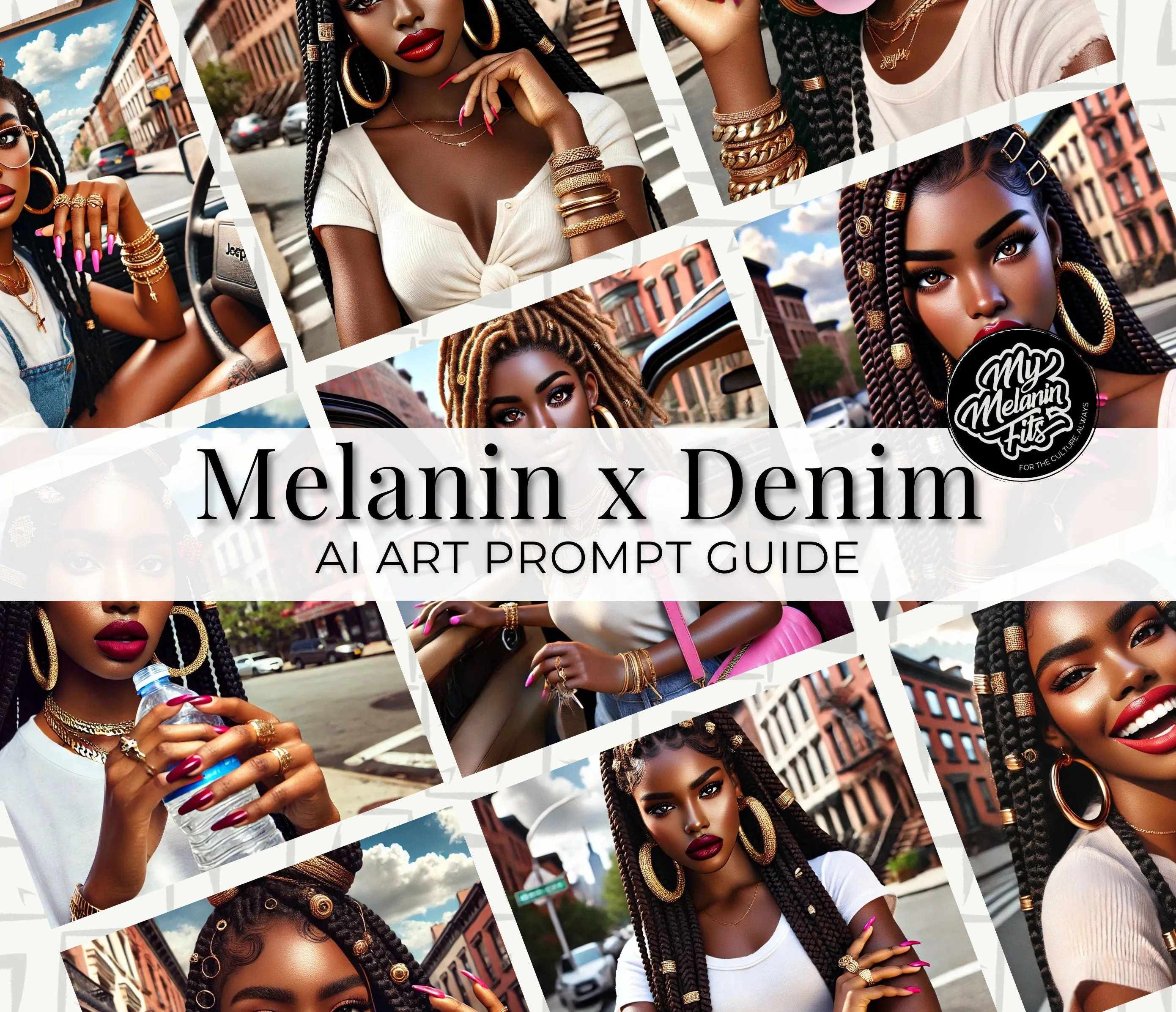 Melanin x Denim AI Art Prompts | Melanin-Rich Visuals Guide | ChatGPT Prompt Guide | Create Marketable Products Effortlessly