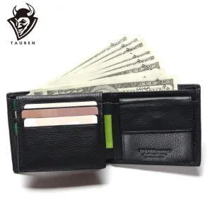 Men Wallet Promotion Excellent Genuine Cow Leather Black For Office Man Men's Vintage Wallets