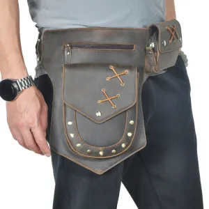 Men's Classic Retro Personality Outdoor  Leather  Waist Bag 60235114K