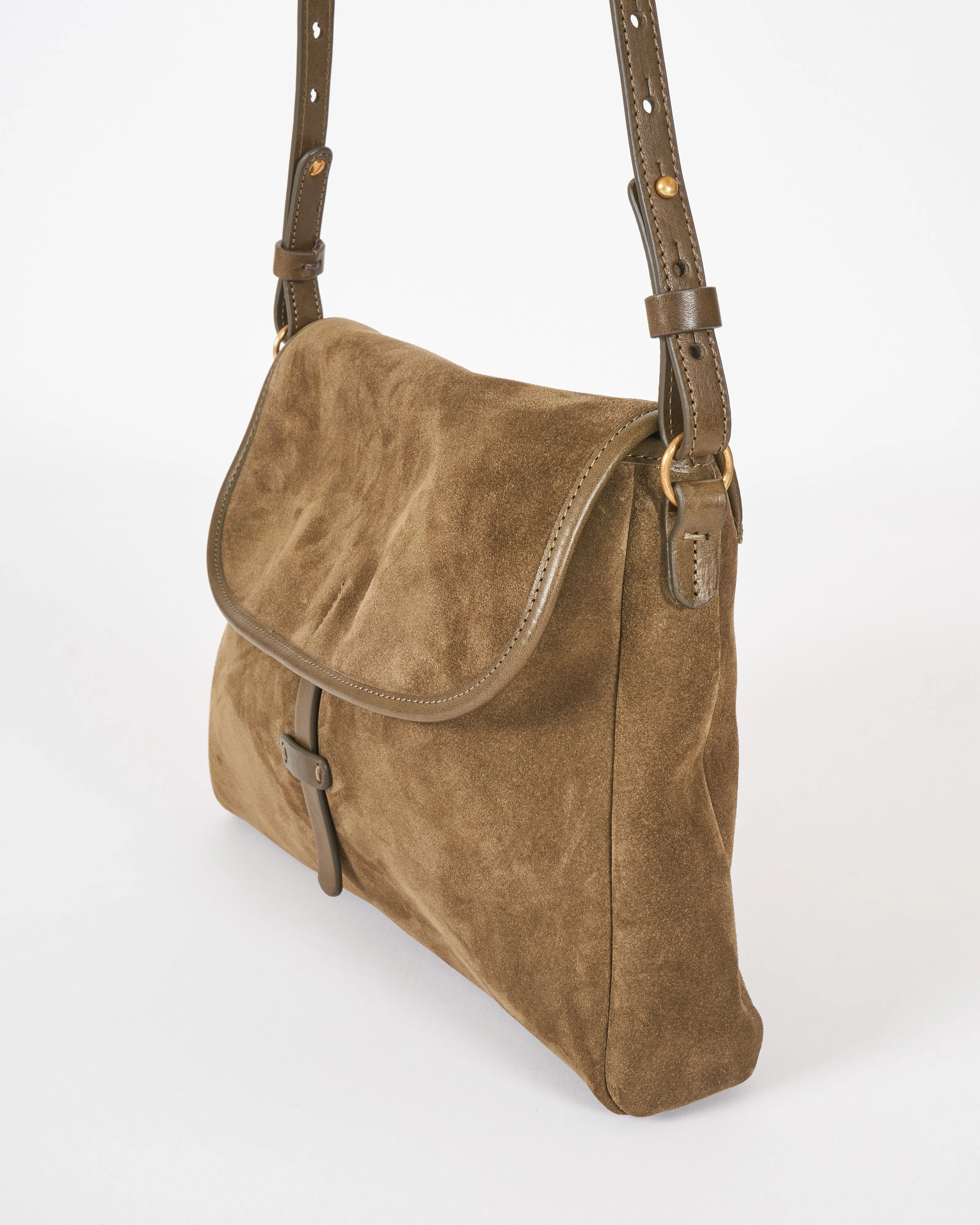 messenger bag - olive suede