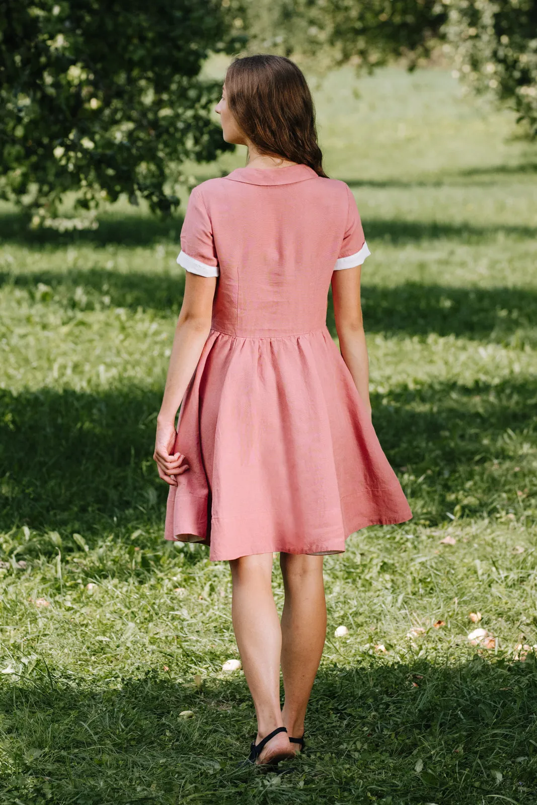 Mini Classic Dress, Short Sleeve, Vintage Pink