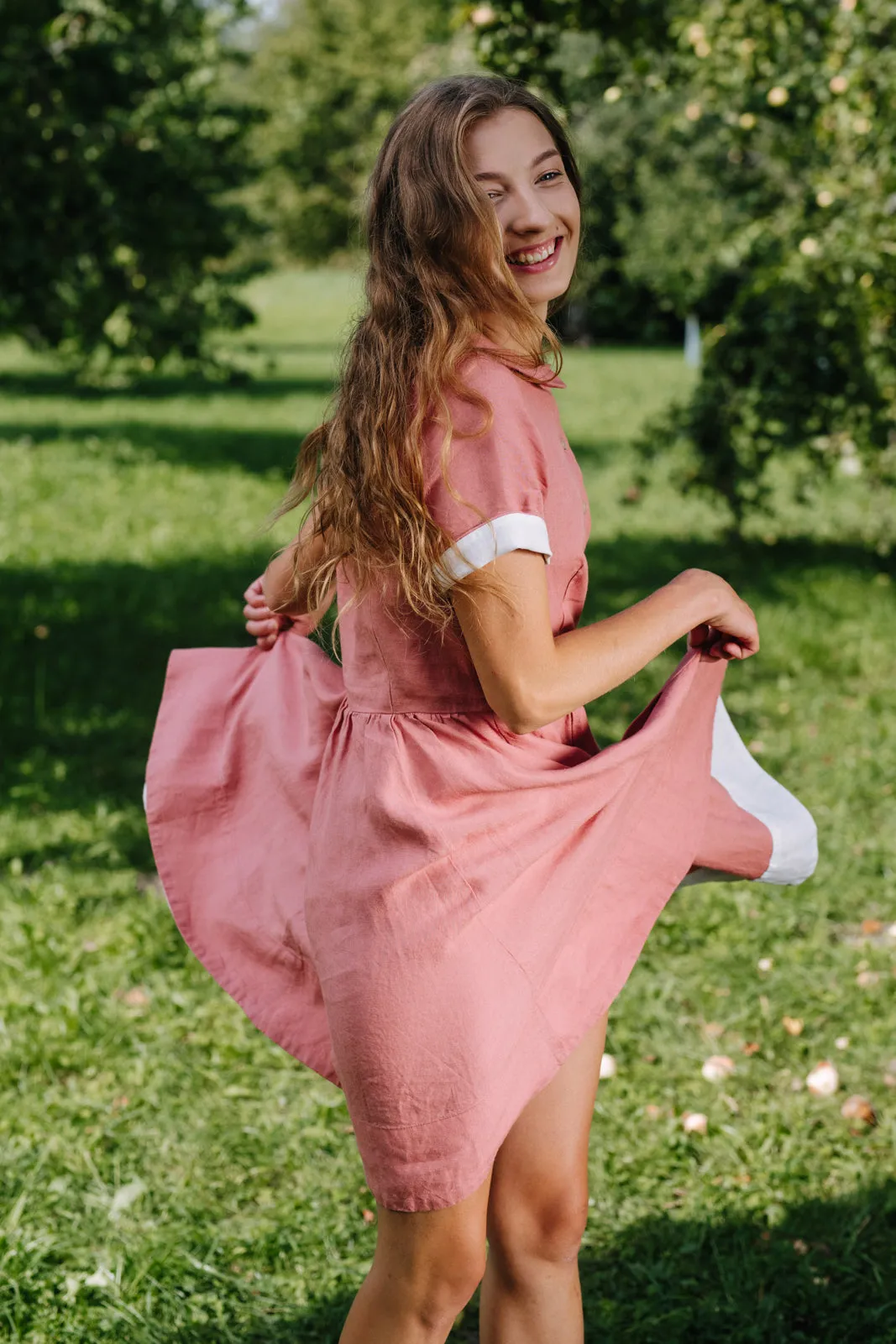 Mini Classic Dress, Short Sleeve, Vintage Pink