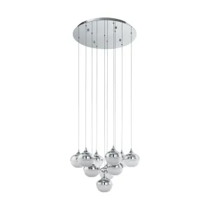 Mioglia 10 Light LED Crushed Granille and Chrome Pendant