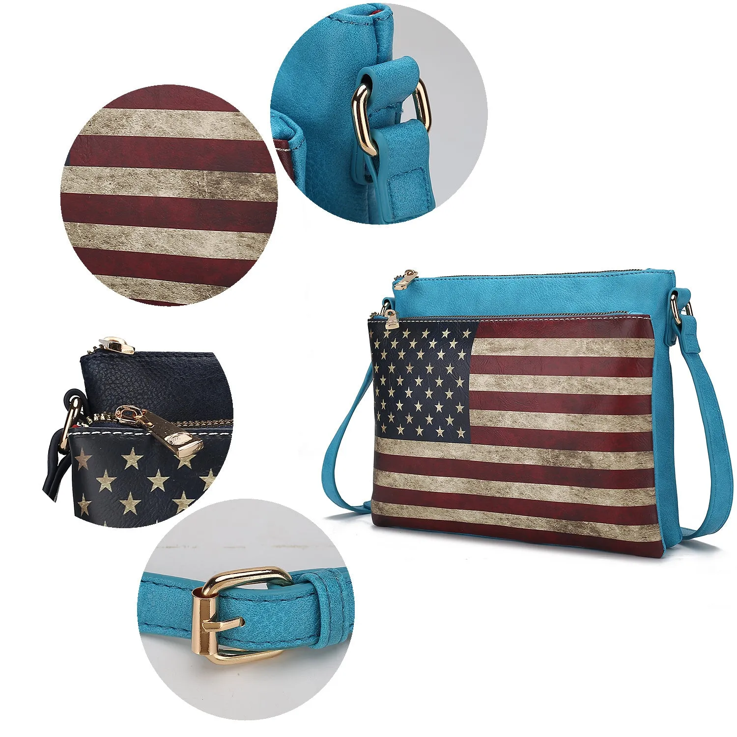 MKF Collection Madeline Printed Flag Vegan Leather Women Crossbody Bag by Mia K