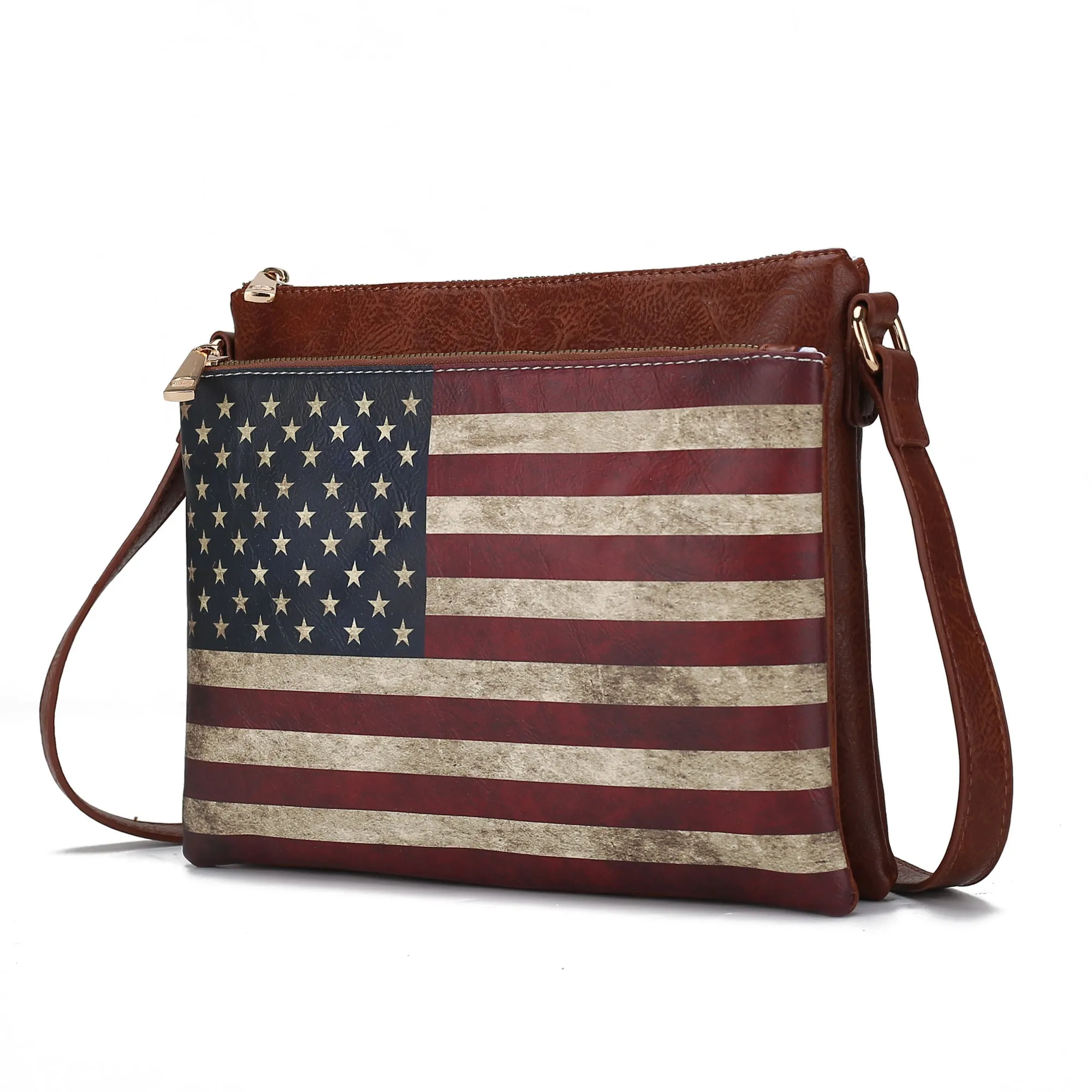 MKF Collection Madeline Printed Flag Vegan Leather Women Crossbody Bag by Mia K