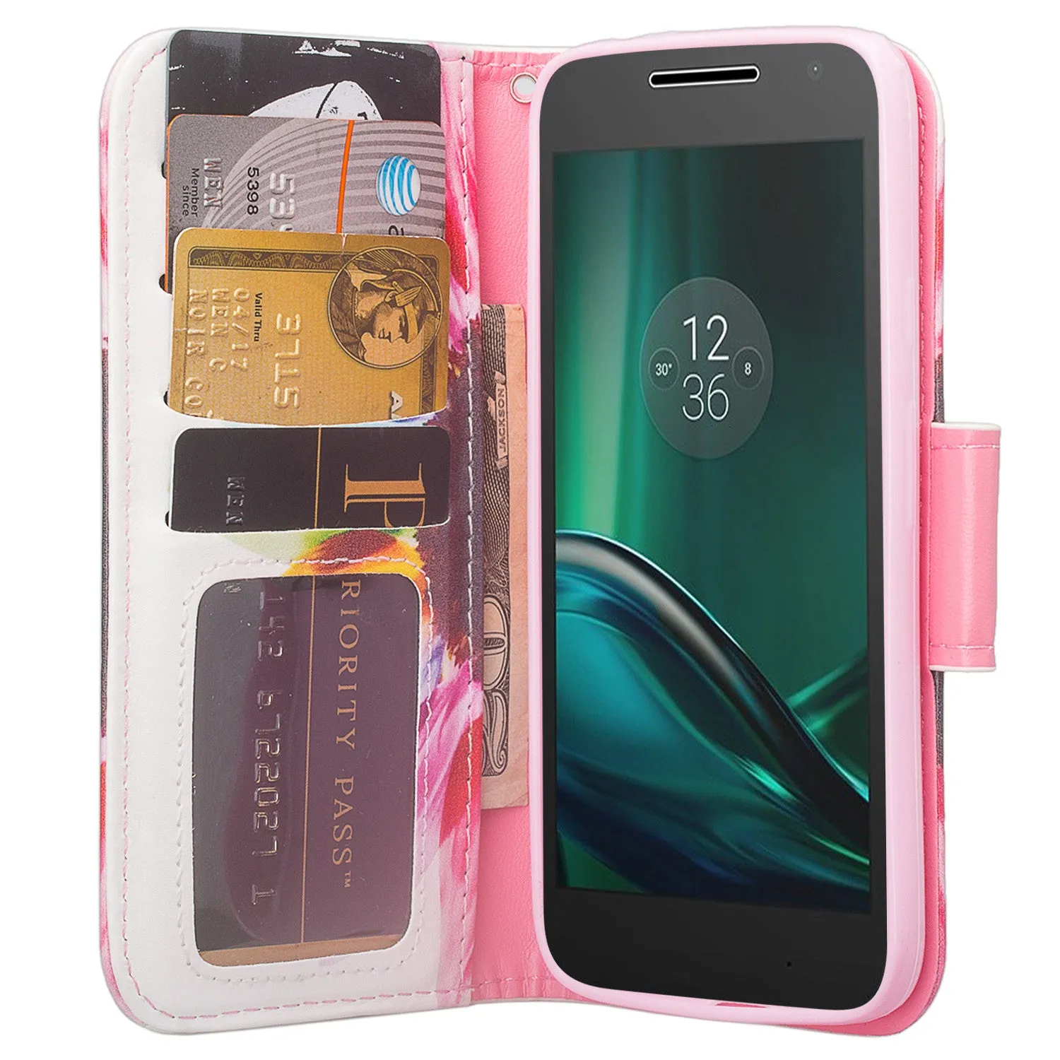 Moto G4 Play Case, Wrist Strap Pu Leather Magnetic Fold[Kickstand] Wallet Case with ID & Card Slots for Motorola G4 Play - Vivid Sunflower