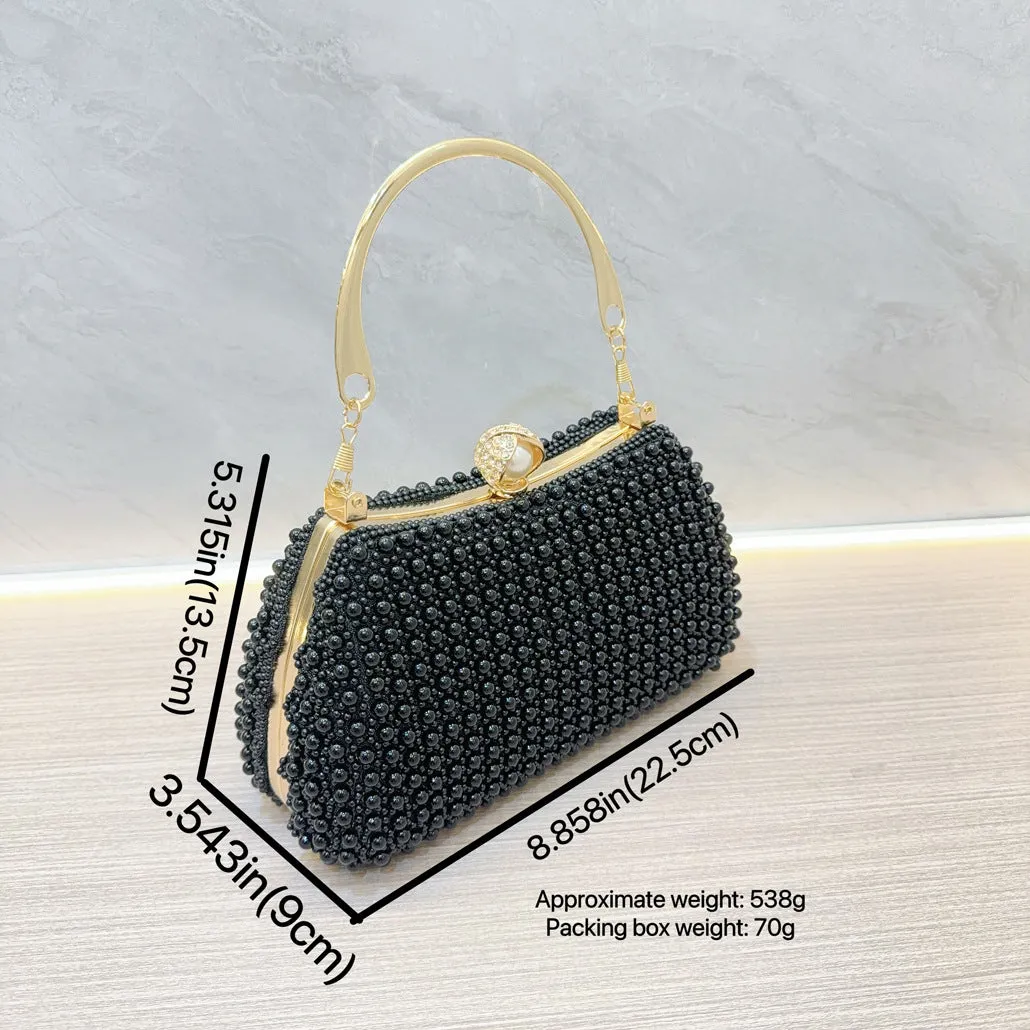 New black pearl handbag women's small bag party dress banquet bag evening bag oblique span dinner bag