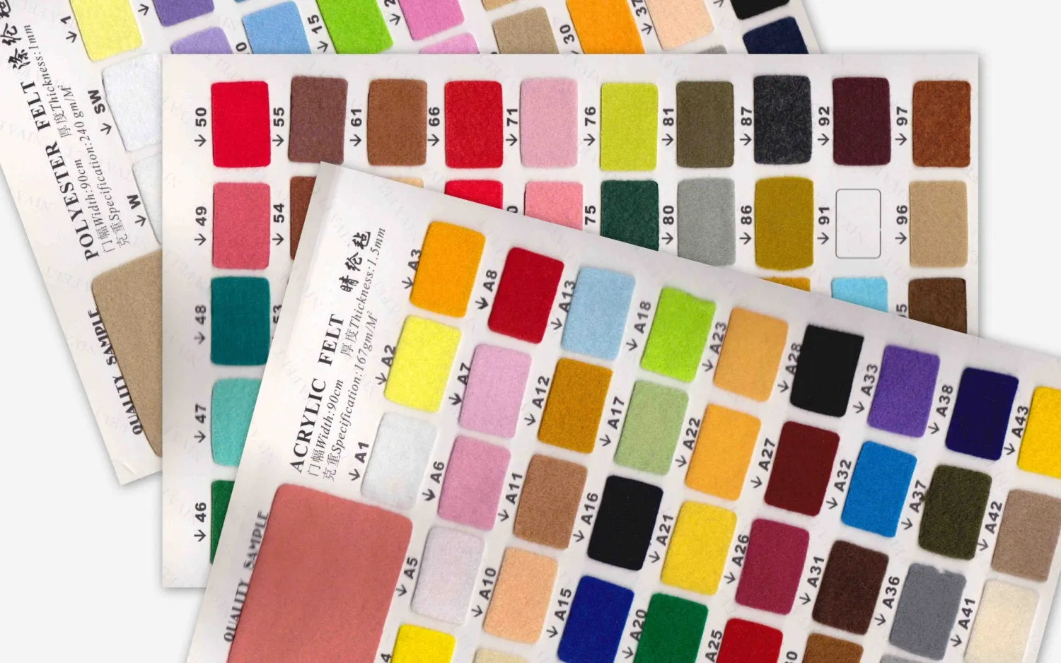 Niva Felt Color Card|Color Chart|Color Swatch|Fabric Sample