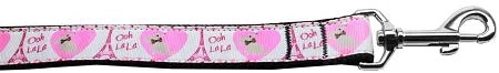 Oh La La Paris Nylon Dog Leash 3-8 Inch Wide 6ft Long