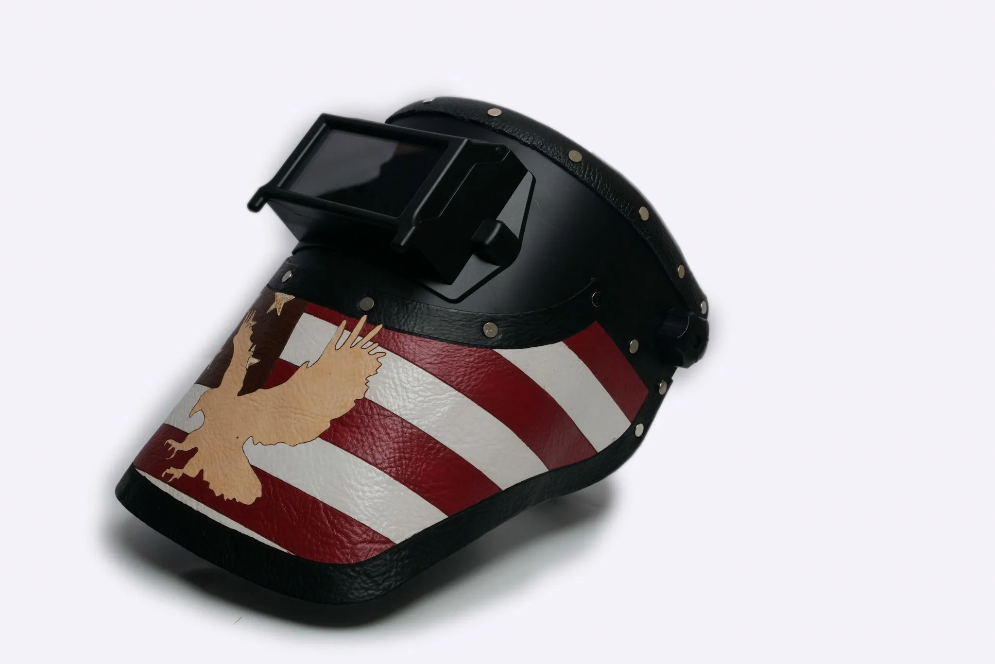 Outlaw Leather - Welding Hood - USA Flag W/American Eagle Black