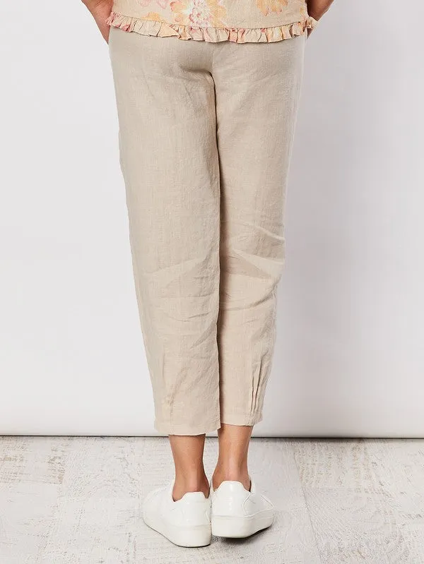 Pants Natural Linen Ribbed Waist