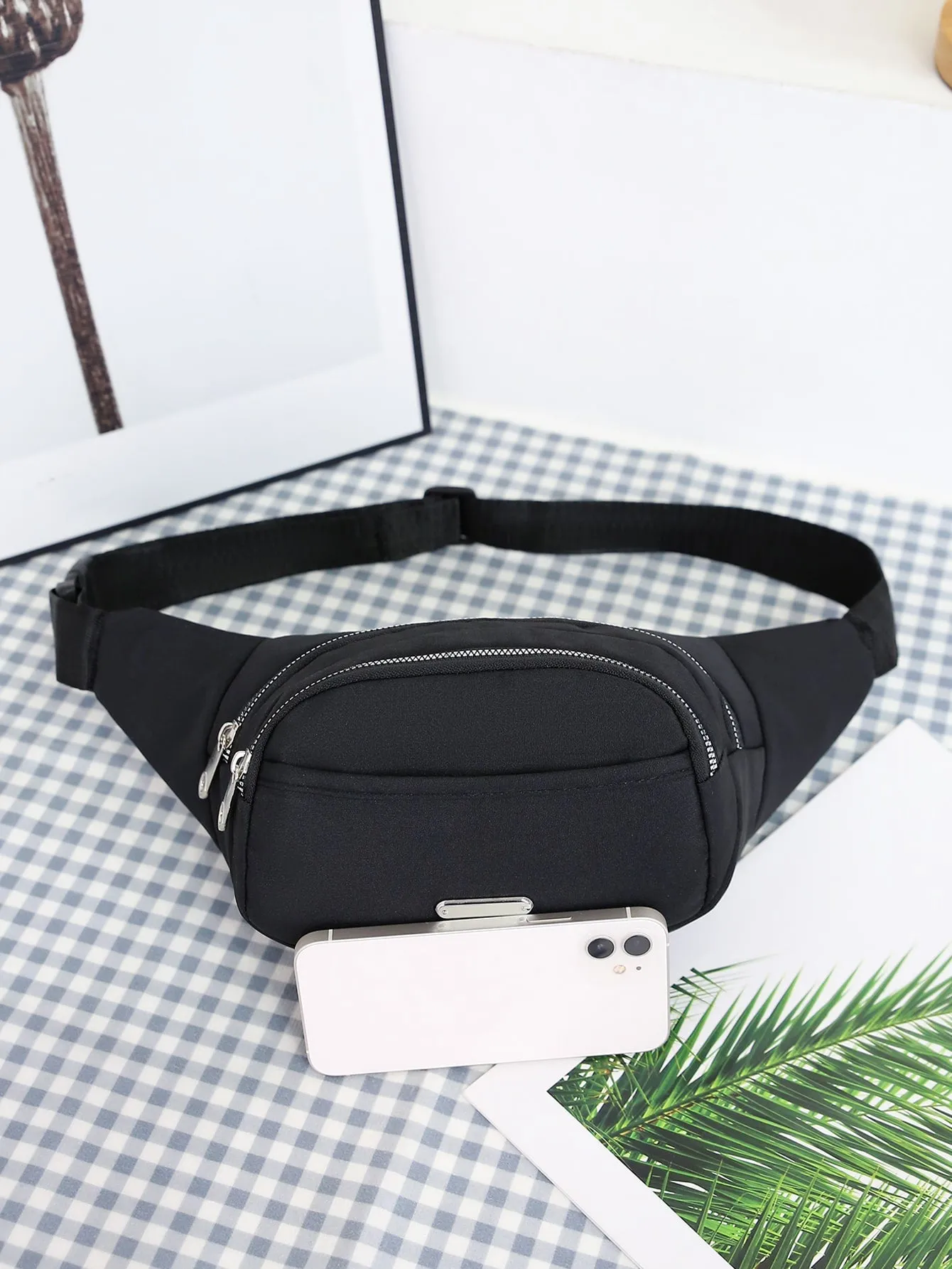 Parien Double Zipper Crossbody Waist Bag