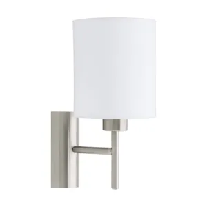 Pasteri Nickel and White Fabric Shade Wall Light