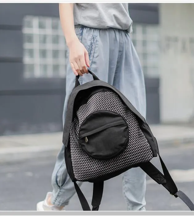 Patchwork Casual Simple Women Travel Backpack Shoulder Bag