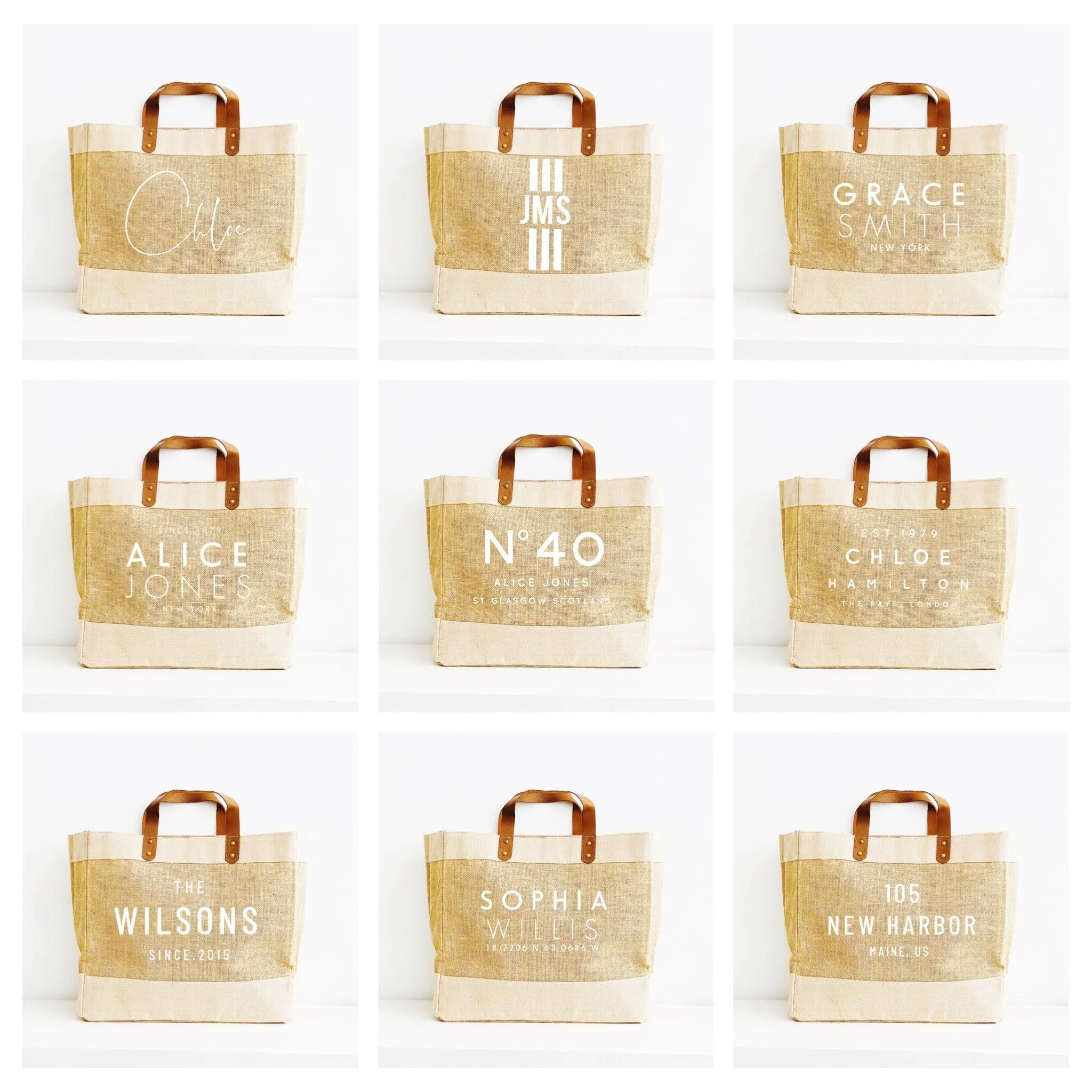 Personalised Jute Tote Bag - Custom name and initials