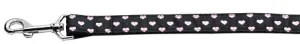 Pink And Black Dotty Hearts Nylon Dog Leash 3-8 Inch Wide 4ft Long