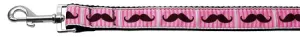 Pink Striped Moustache Nylon Dog Leash 5-8 Inch Wide 6ft Long