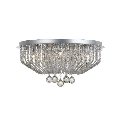 Pintor 9 Light Crystal and Spiral Metal Close to Ceiling