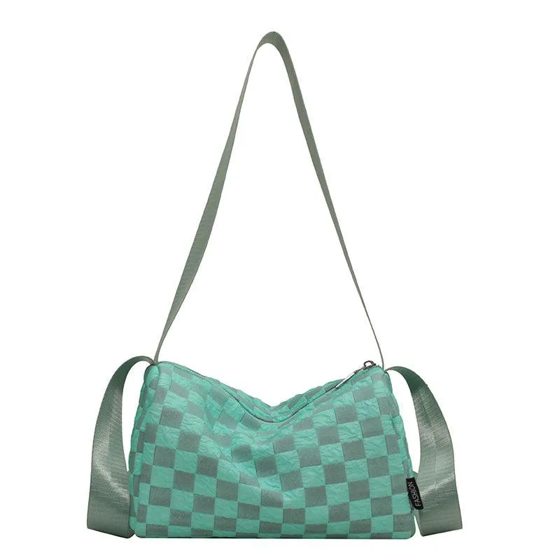 Plaid Canvas Shoulder Bag