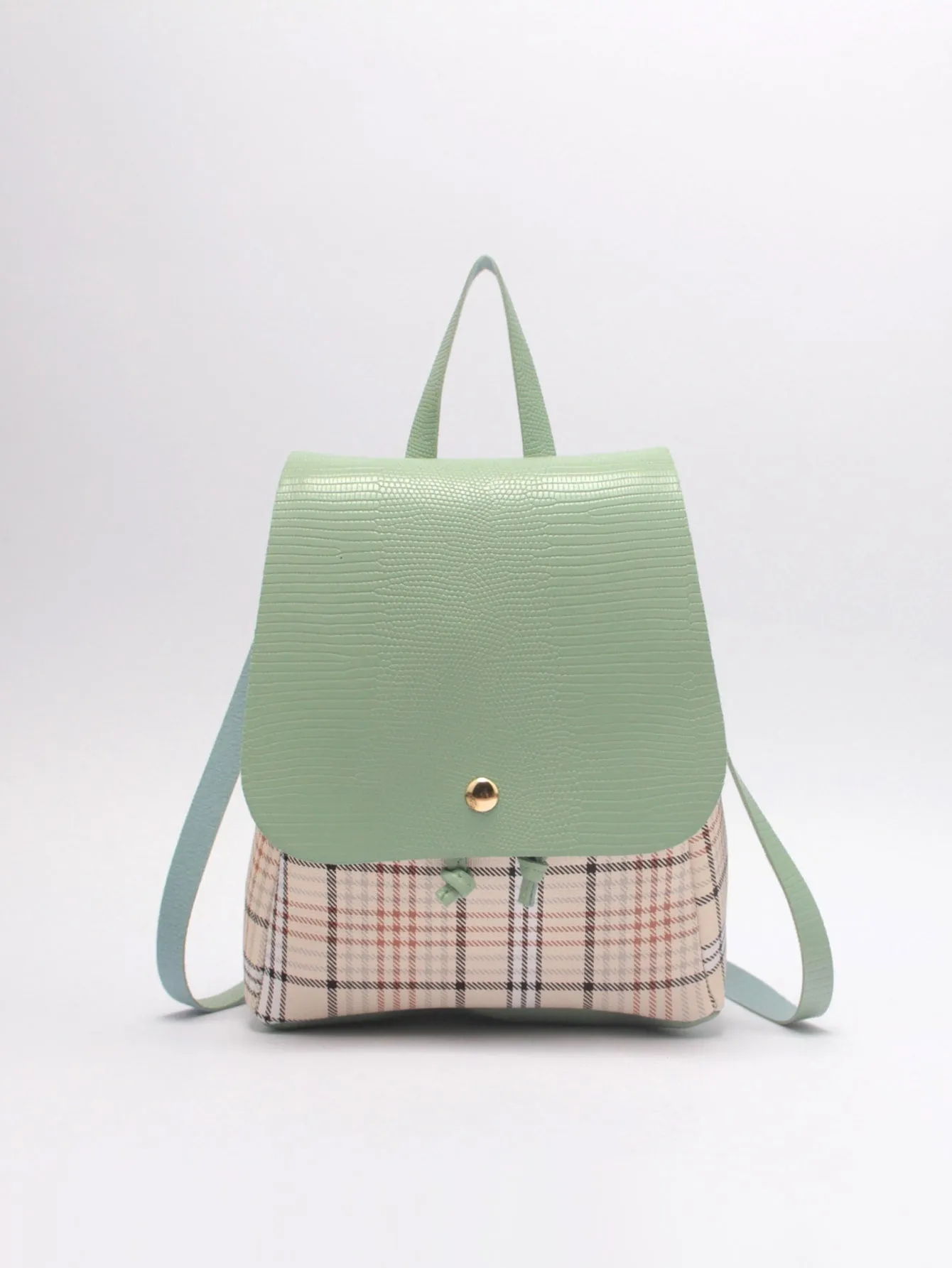 Plaid Pattern Flap Backpack