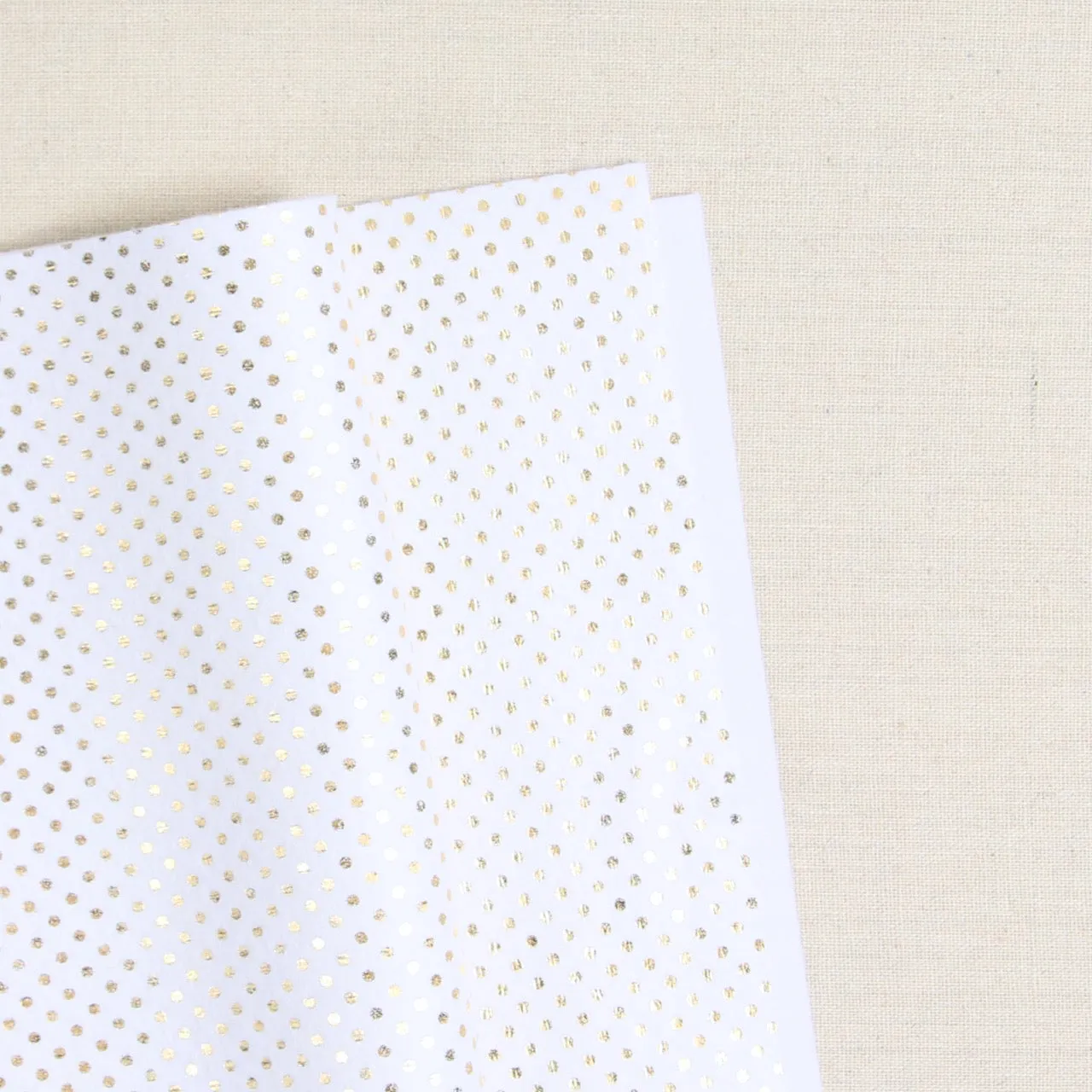 Polka Dot Felt, White with Gold Dots