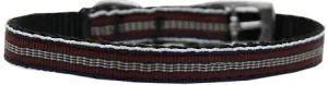 Preppy Stripes Nylon Dog Collar with classic buckles 3-8" Brown-Khaki Size 10