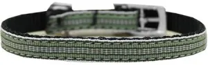 Preppy Stripes Nylon Dog Collar with classic buckles 3-8" Green-White Size 10