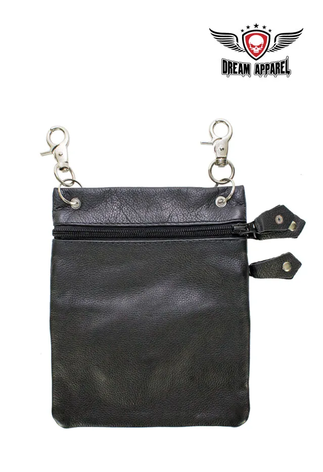 Pure Black Naked Cowhide Leather Belt Bag