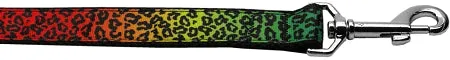 Rainbow Leopard Nylon Dog Leash 3-8 Inch Wide 6ft Long