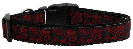 Red And Black Swirly Nylon Dog Collar Xl