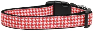 Red Houndstooth Nylon Dog Collar Sm