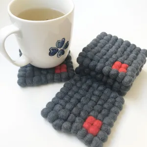 Red On Grey Tetris Felt Ball Coaster