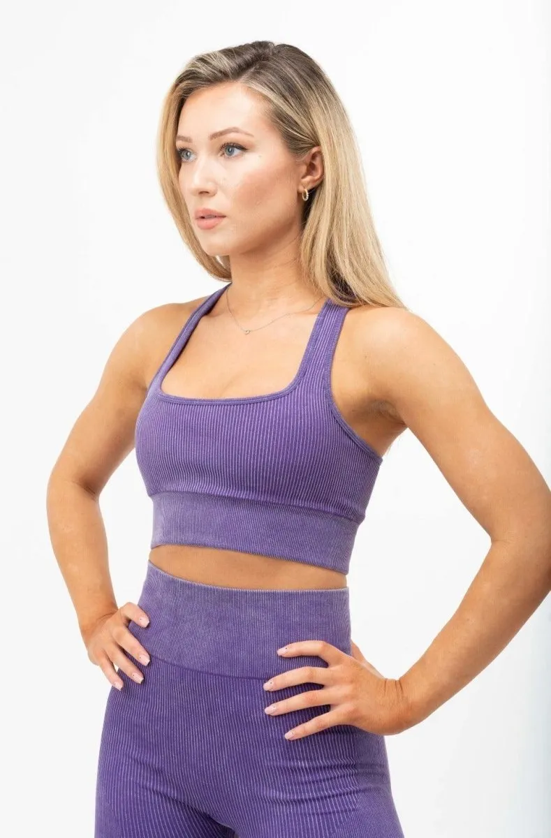 Ribbed Sports Bra - Purple