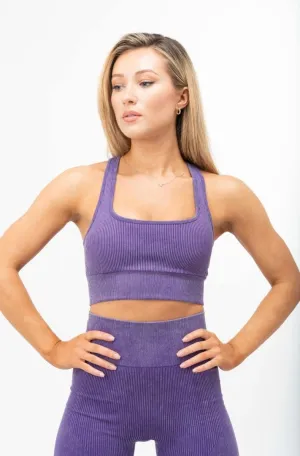 Ribbed Sports Bra - Purple