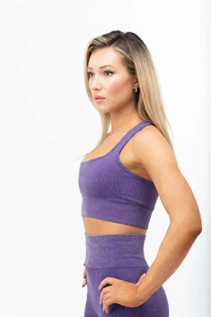 Ribbed Sports Bra - Purple