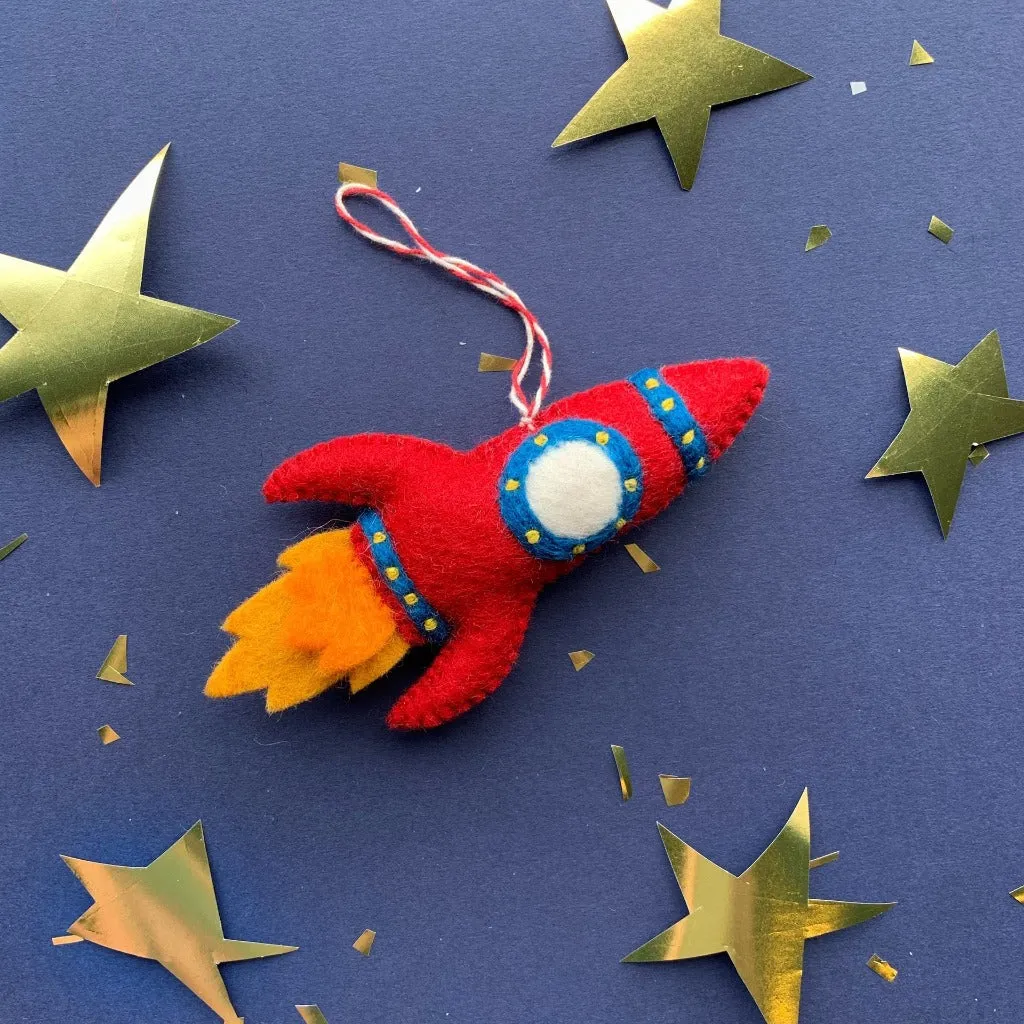 Rocket Felt Wool Christmas Ornament