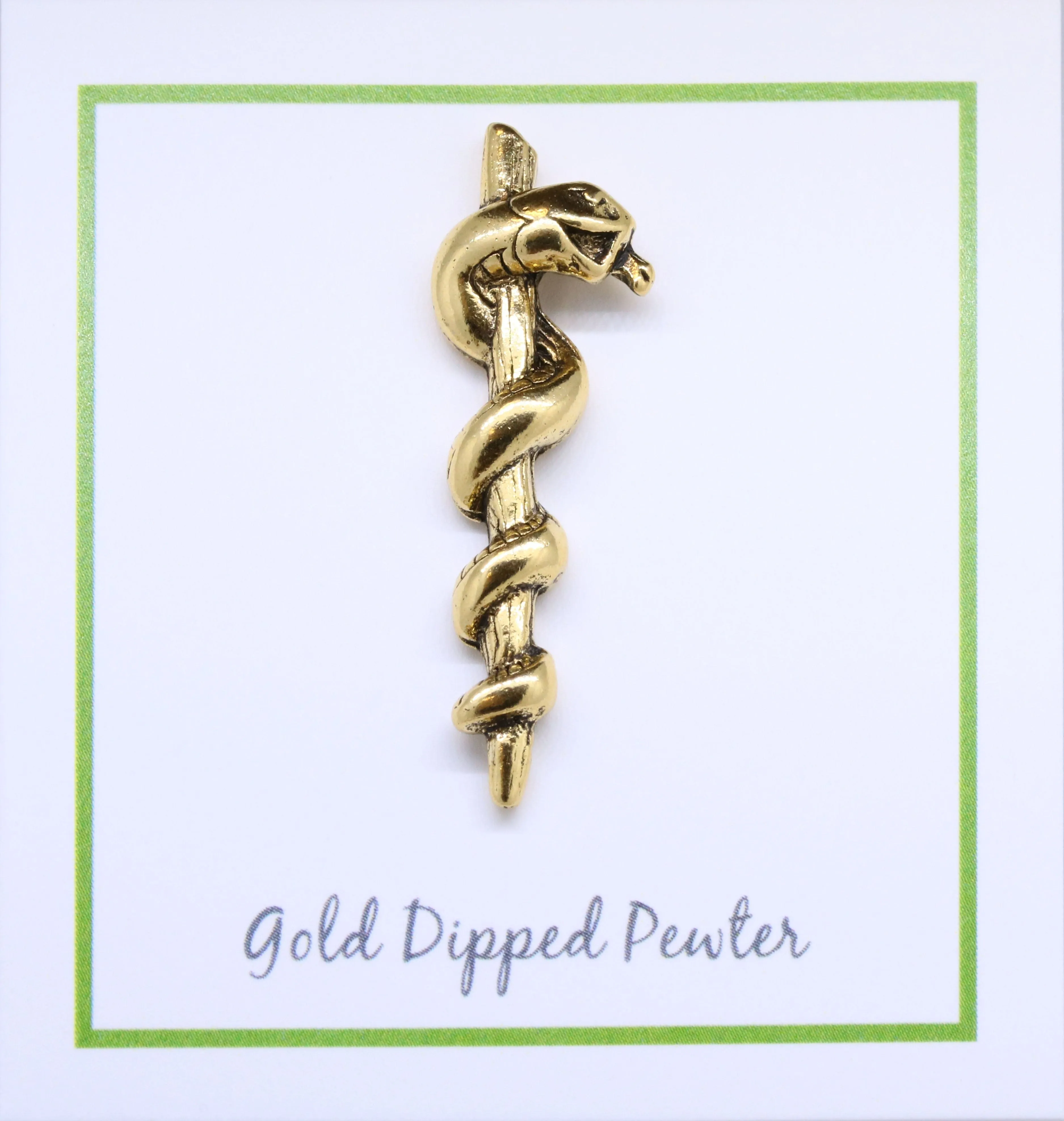 Rod of Asclepius Gold Lapel Pin