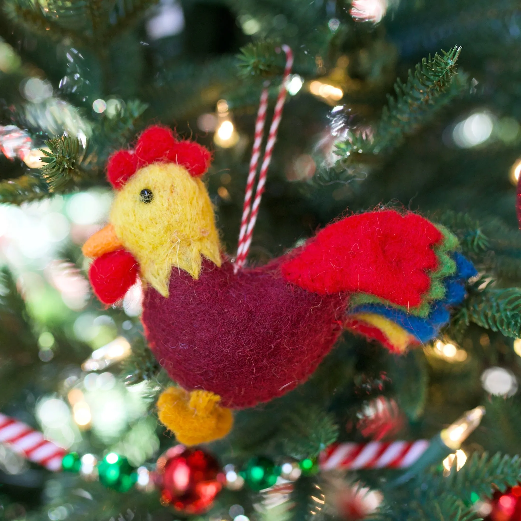 Rooster Ornament, Felt Wool