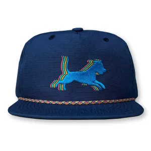 Runaway Jim Rope Hat / Navy Ripstop Nylon with Tropical Skittles Dog