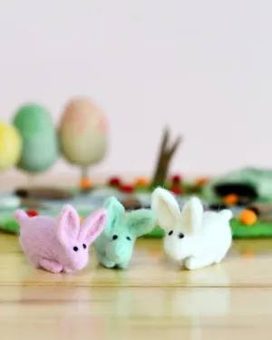 Sale Felt Rabbits, Set of 3, Pastel