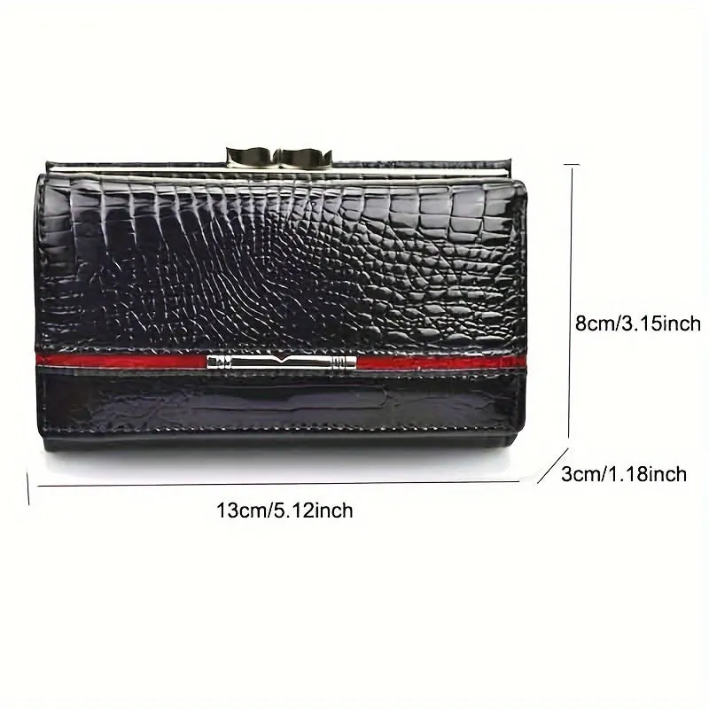 Short Mini Wallet, Patent Leather Versatile Fashion Style Coin Purse(13.0cm X 8.0cm X 3.0cm)