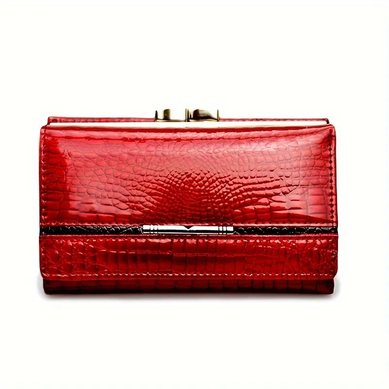 Short Mini Wallet, Patent Leather Versatile Fashion Style Coin Purse(13.0cm X 8.0cm X 3.0cm)