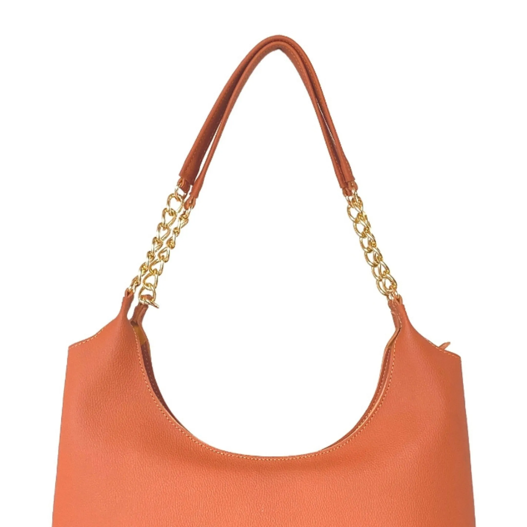 Shoulder Hobo Chain Bag Tan | Vegan Leather Women & Girl's Handbag