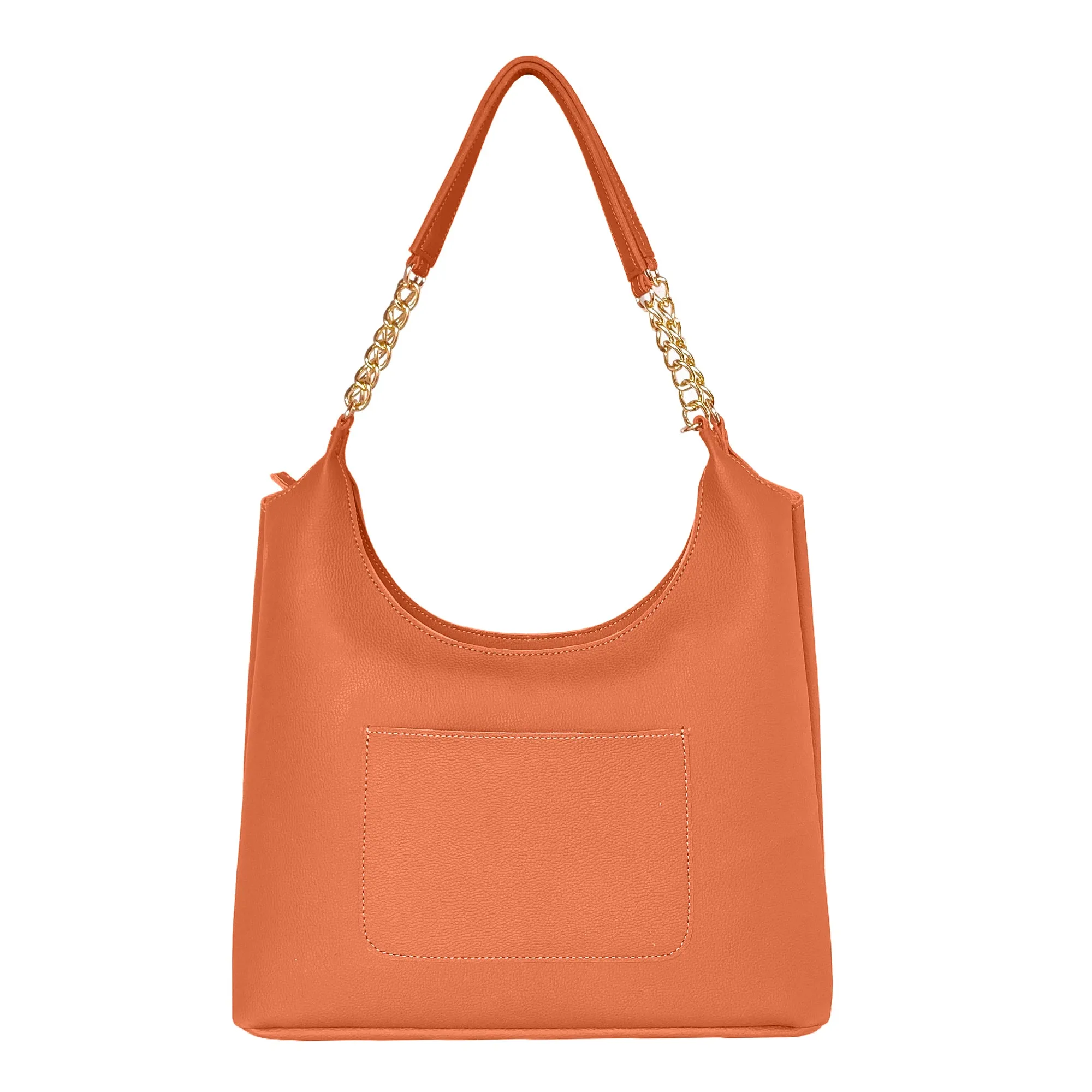 Shoulder Hobo Chain Bag Tan | Vegan Leather Women & Girl's Handbag