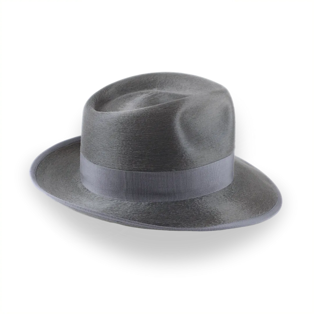 Smoke Grey Sleek Silk Finish Fedora Hat for Men | The Oliver