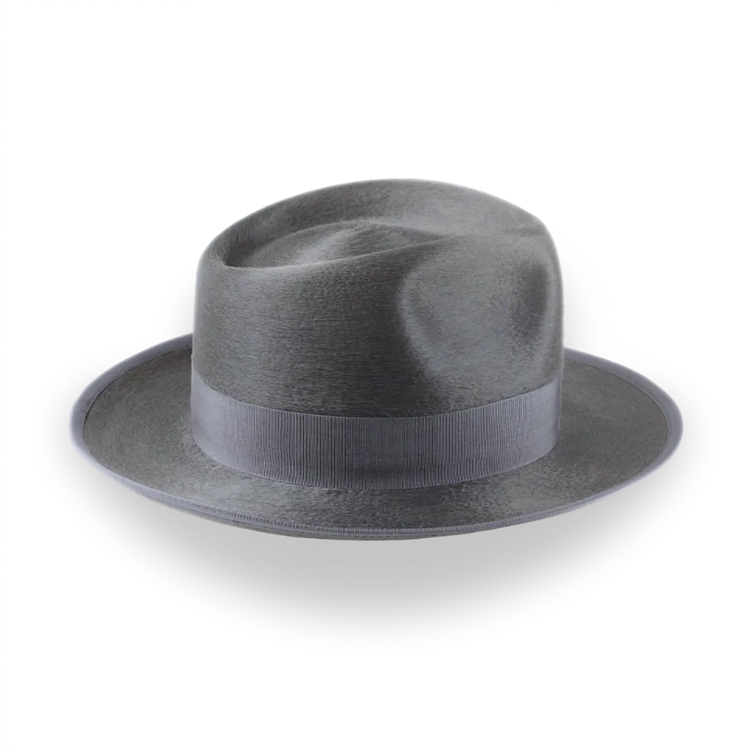 Smoke Grey Sleek Silk Finish Fedora Hat for Men | The Oliver