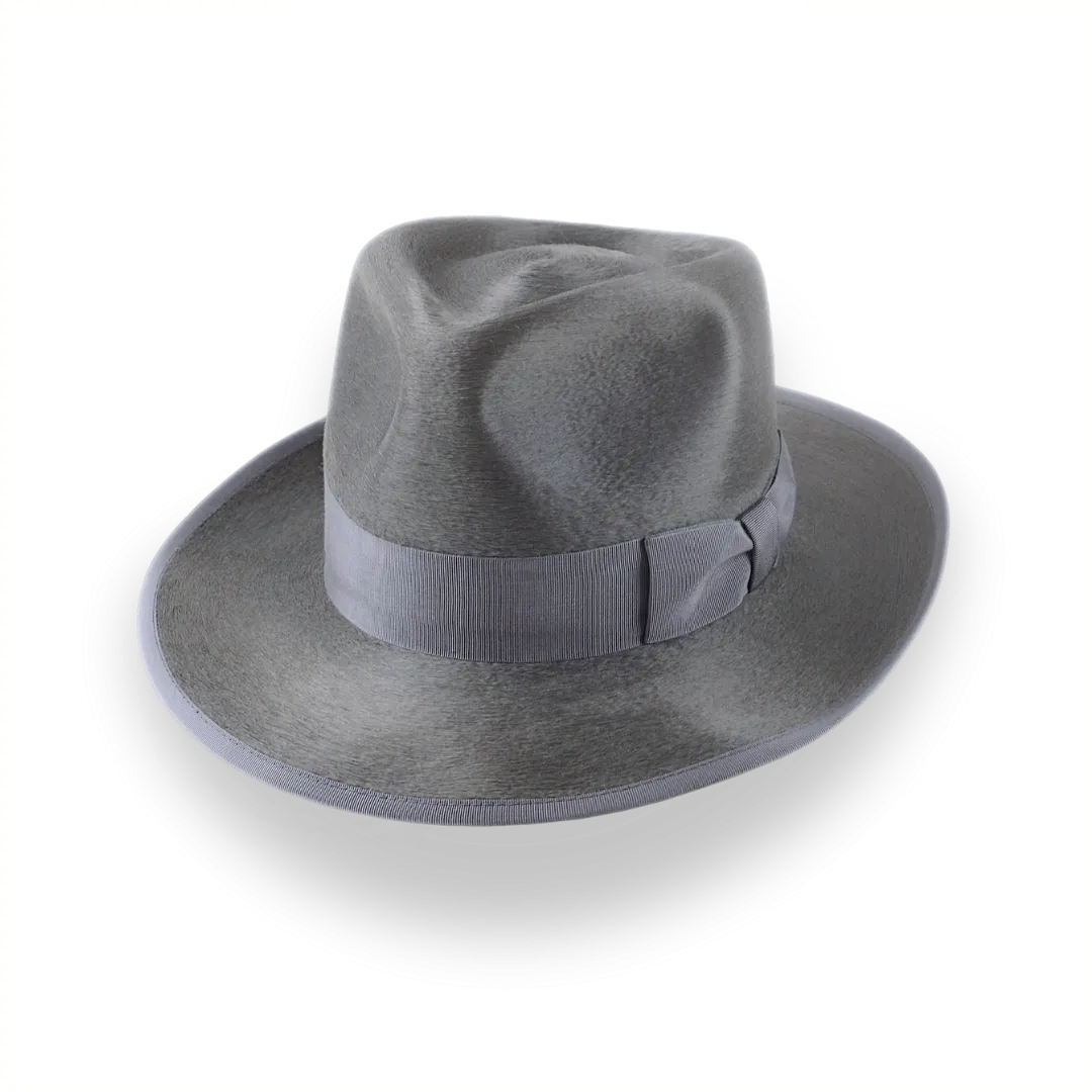 Smoke Grey Sleek Silk Finish Fedora Hat for Men | The Oliver