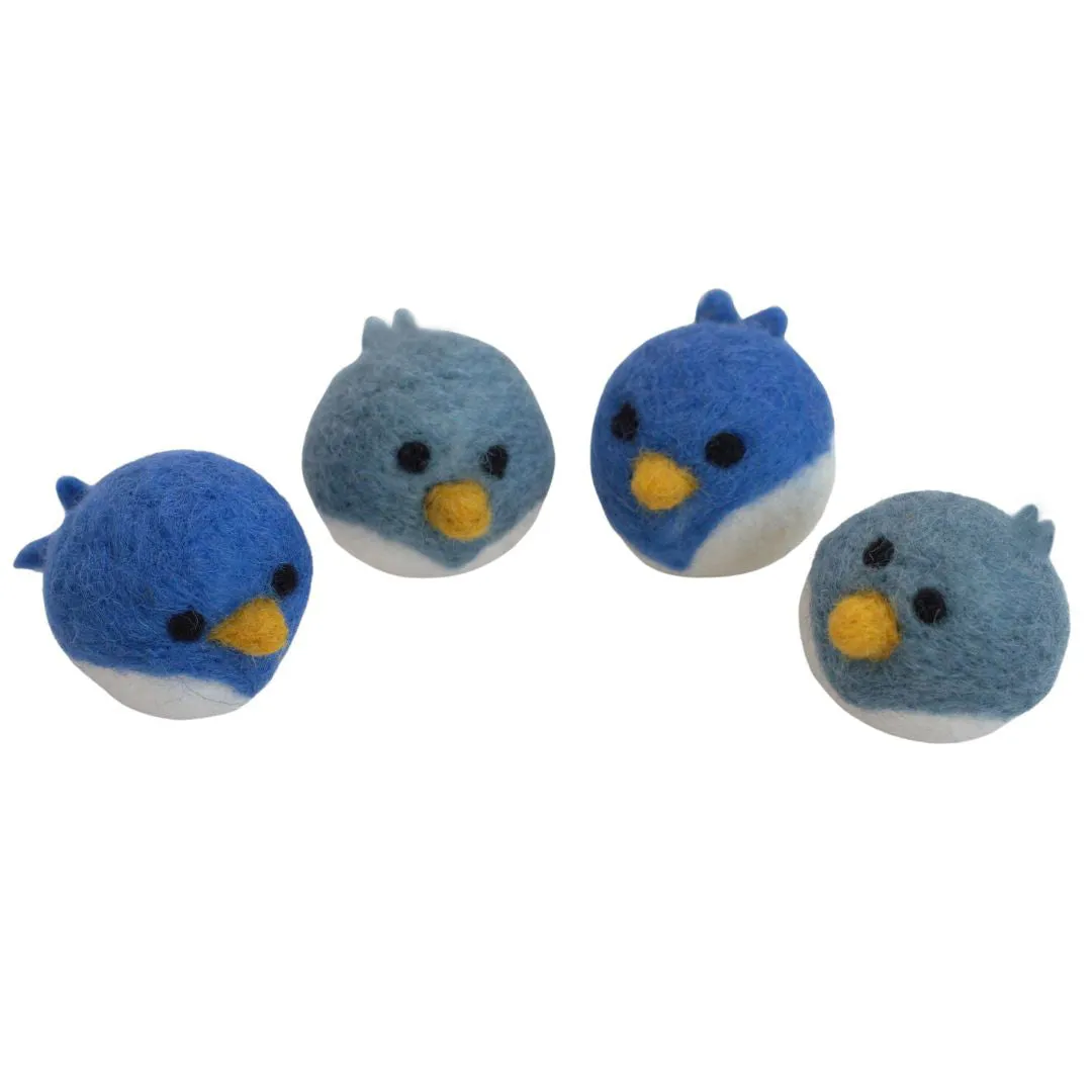 Spring Bird Chick Felt Shapes- SET OF 2 or 4- Blue Birds