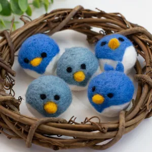 Spring Bird Chick Felt Shapes- SET OF 2 or 4- Blue Birds