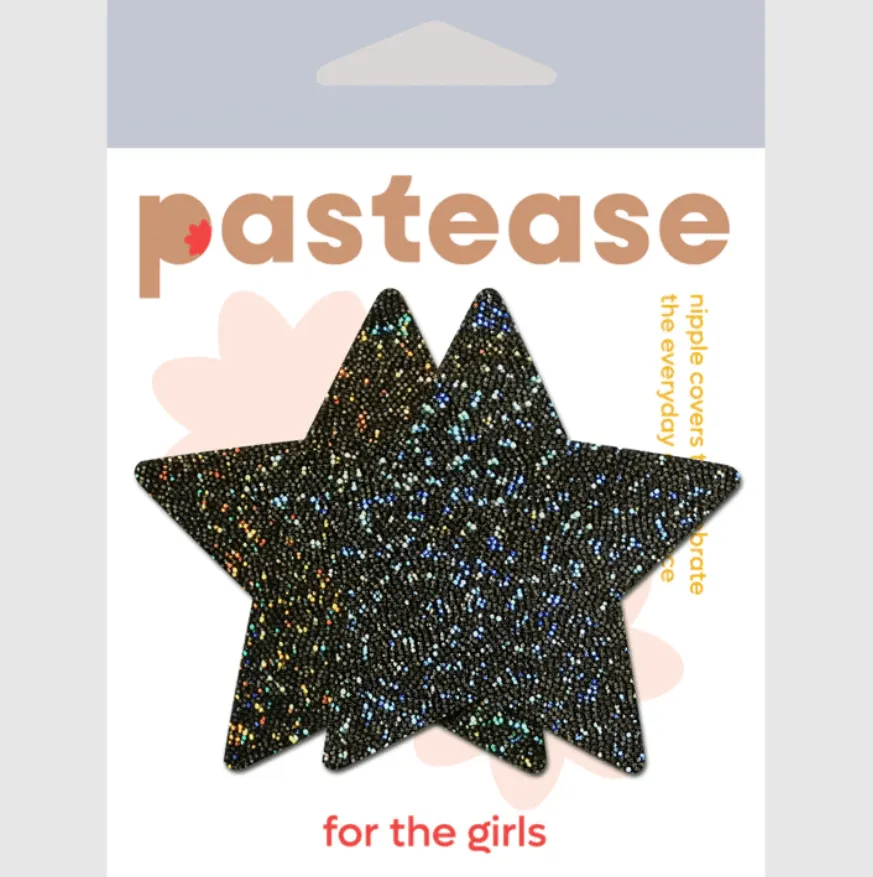 Star: Black Glitter Star Nipple Pasties